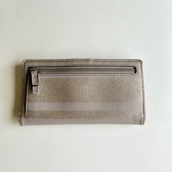 Kate Spade Grey Gold Crossgrain Leather Wallet - Picture 6 of 13